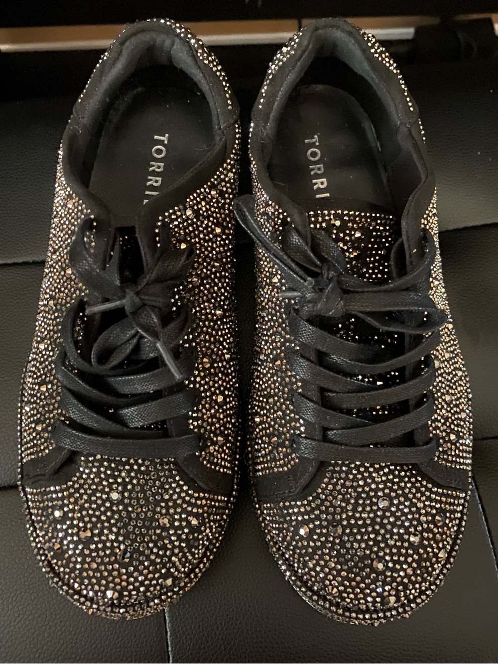 Torrid Black Rhinestone Lace-Up Sneakers. Size 6WW
